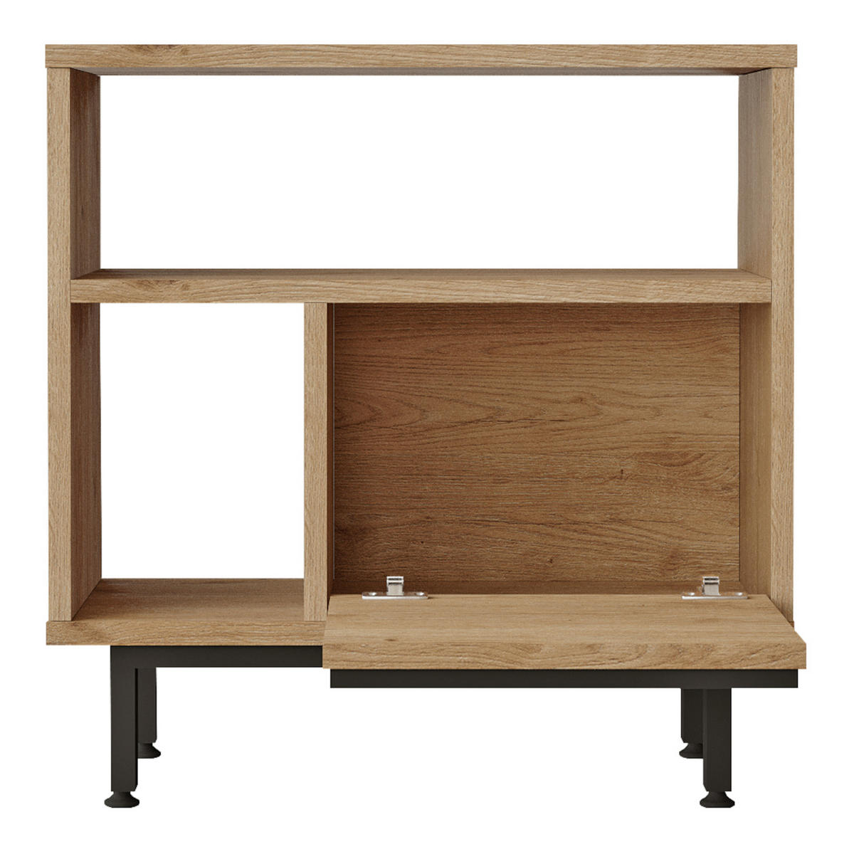 BEISTELLTISCH Kvænangen - Eichefarben/Schwarz, Holzwerkstoff/Metall (25.5/60/60cm) - [en.casa]