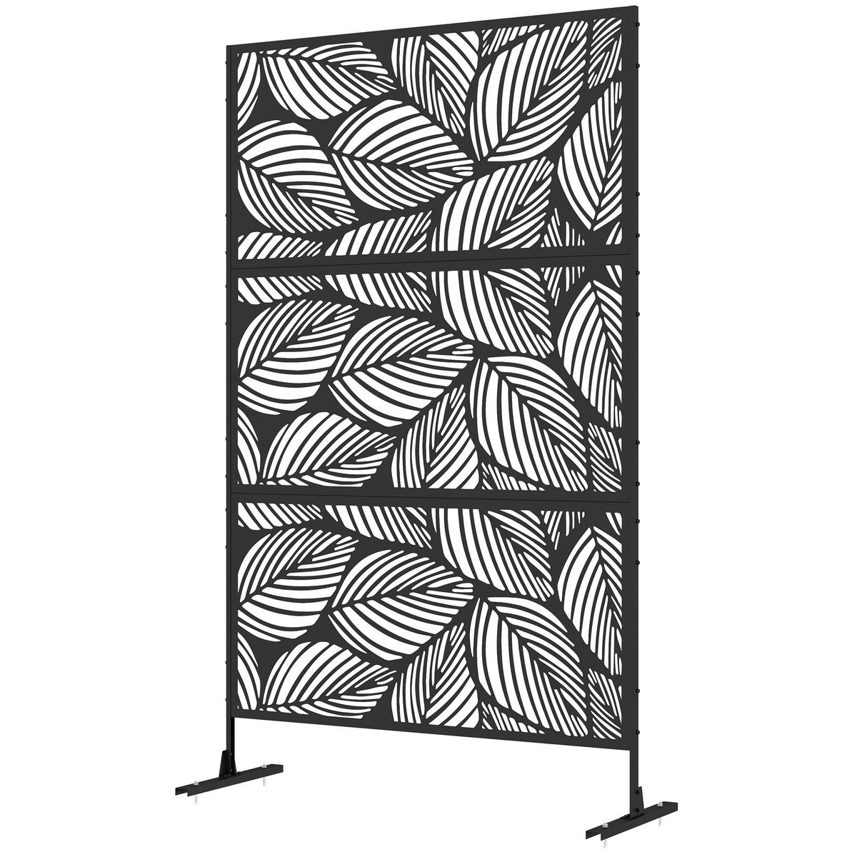 SICHTECHUTZ DE-09971 florale Muster, Metall, wetterbeständig Schwarz - Schwarz, Metall (45/198cm) - ComfortXL