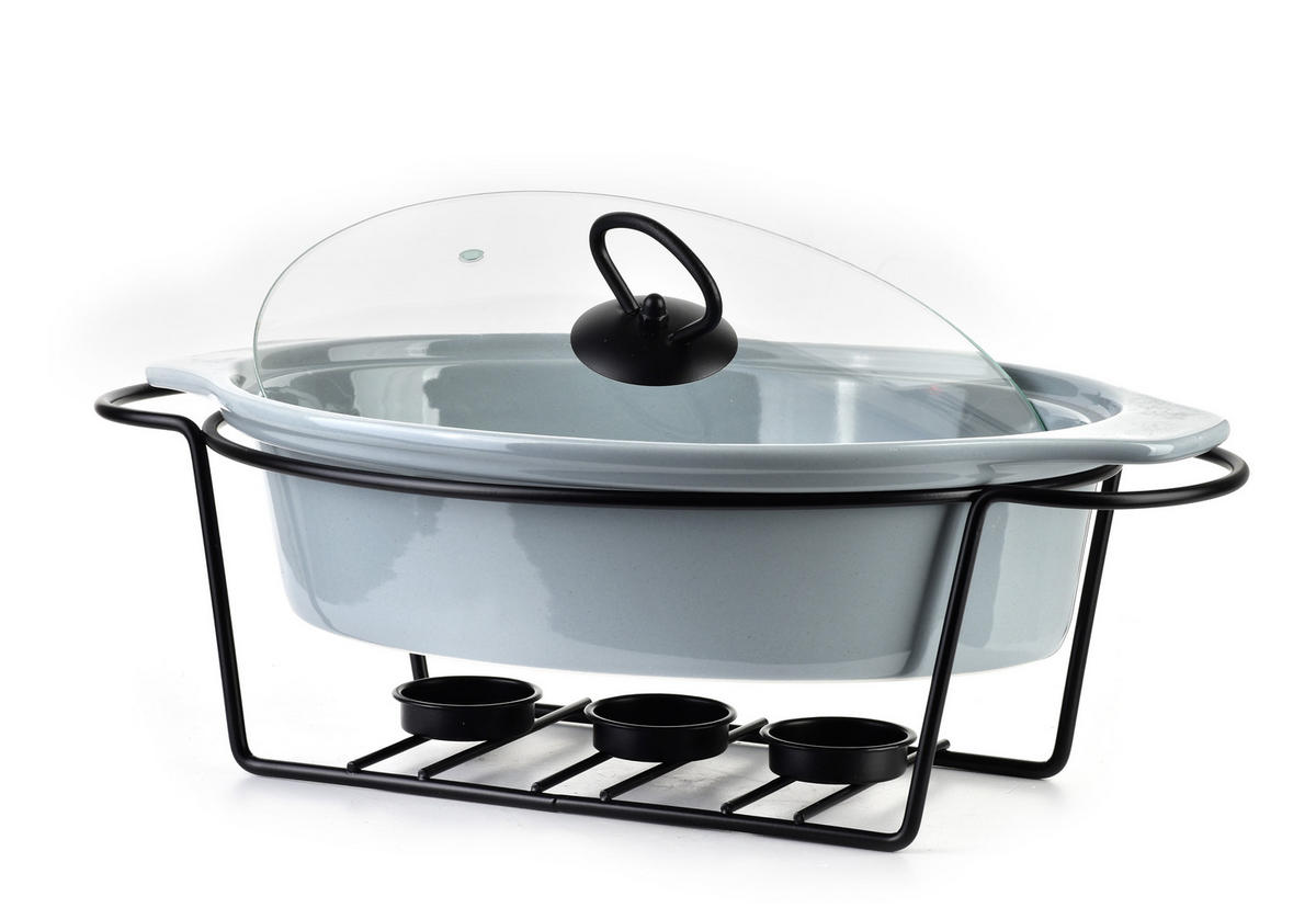 AUFLAUFFORM Modern Kitchen Grau 35/24/12 cm Keramik - Grau, Keramik (24/12/35cm) - Mondex