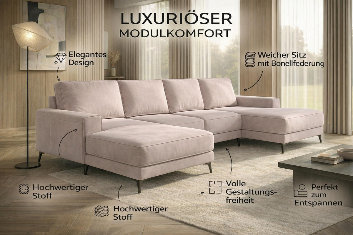 ECKSOFA VALTOR 320 cm x 185 cm – Stoff: ECO CAYENCE Espresso 1116 Farbe: Braun - Braun, Textil (320/185cm) - A&J MöbelLand