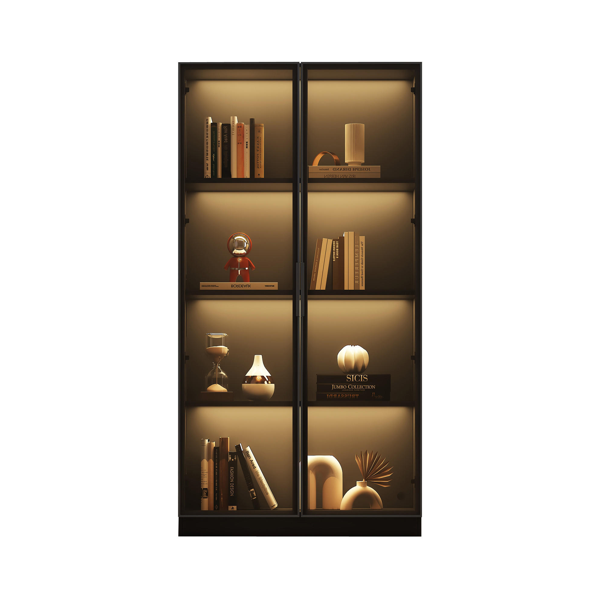 Ivmeu Glasvitrine Schwarz 40x160x80 cm