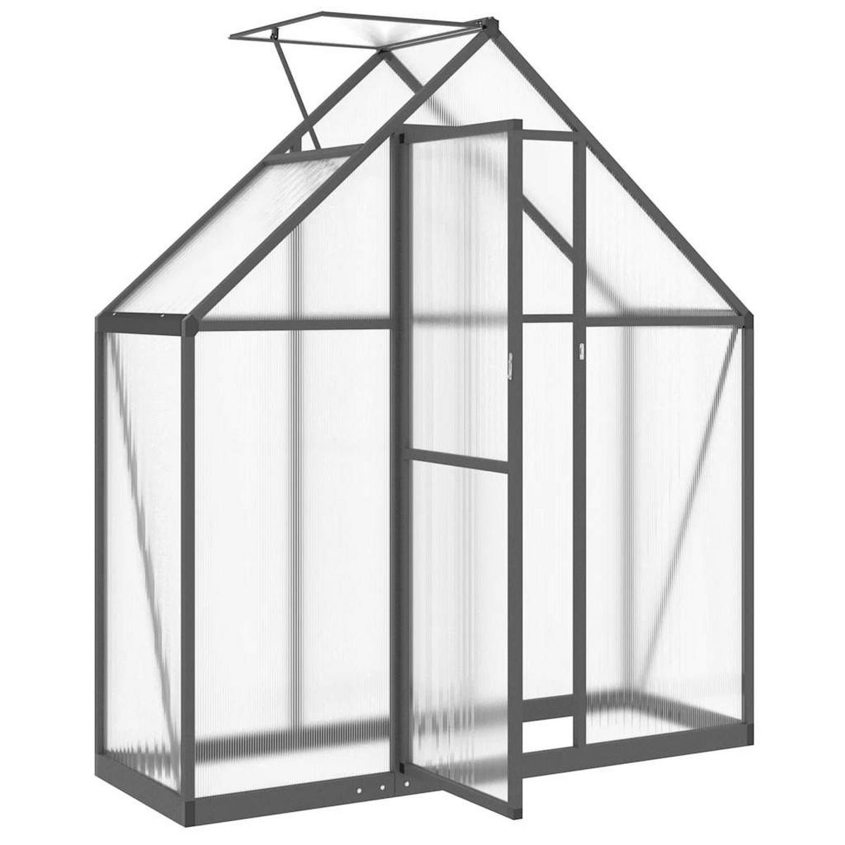 GEWÄCHSHAUS Mit Fundamentrahmen Anthrazit 169/58/195 Cm Alu - Anthrazit, Metall (169/195/58cm) - vidaXL