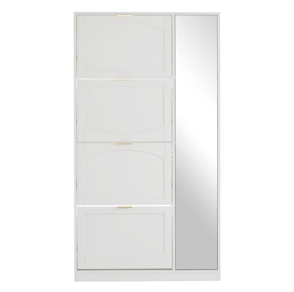 ORMAR za cipele 24/80/147 cm bijeli od iverice sa zrcalnim vratima i 4 preklopna pretinca - bijela, drvni materijal (80/147/24cm) - OKWISH