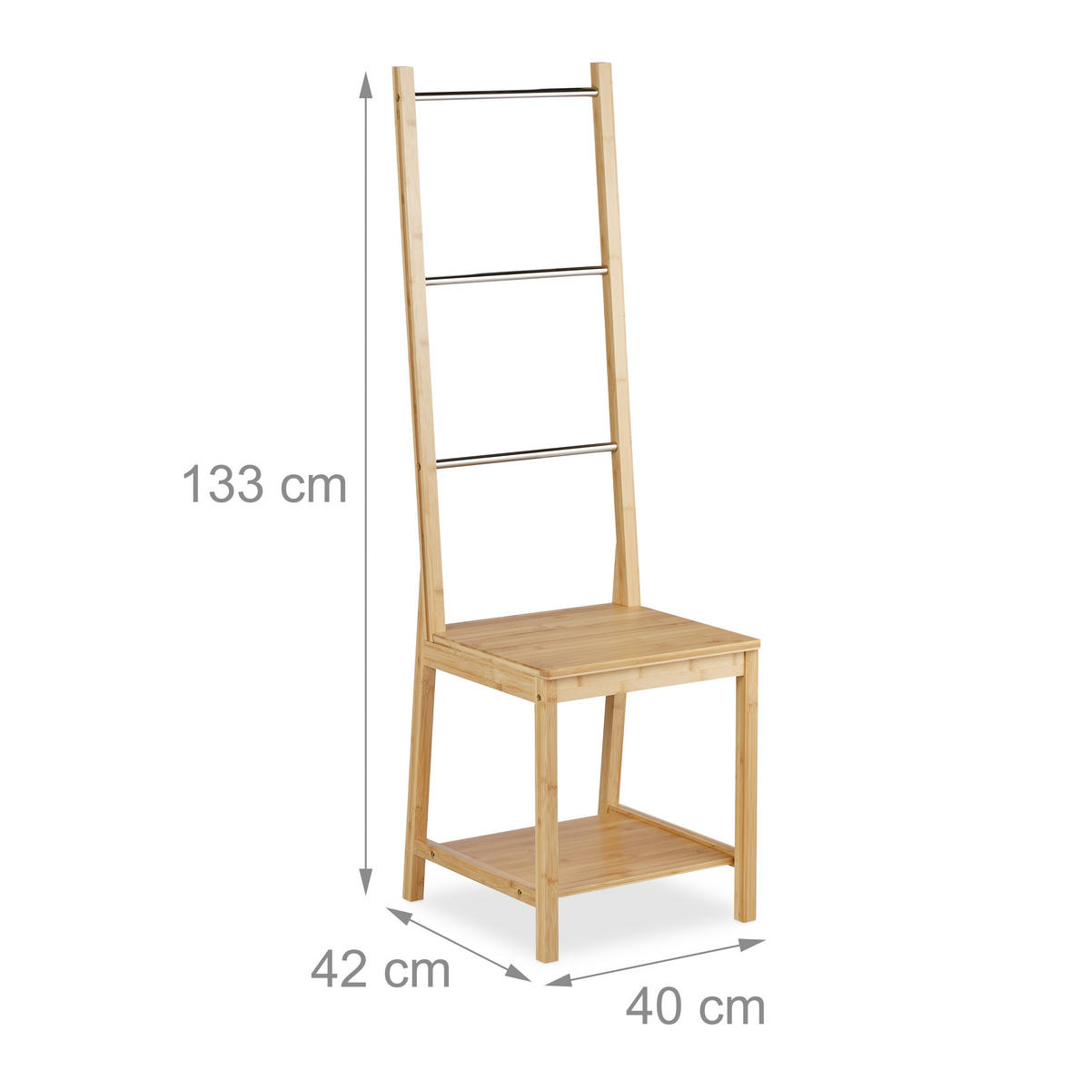 HERRENDIENER - Hellbraun, Holz/Metall (40/133/42cm) - Relaxdays