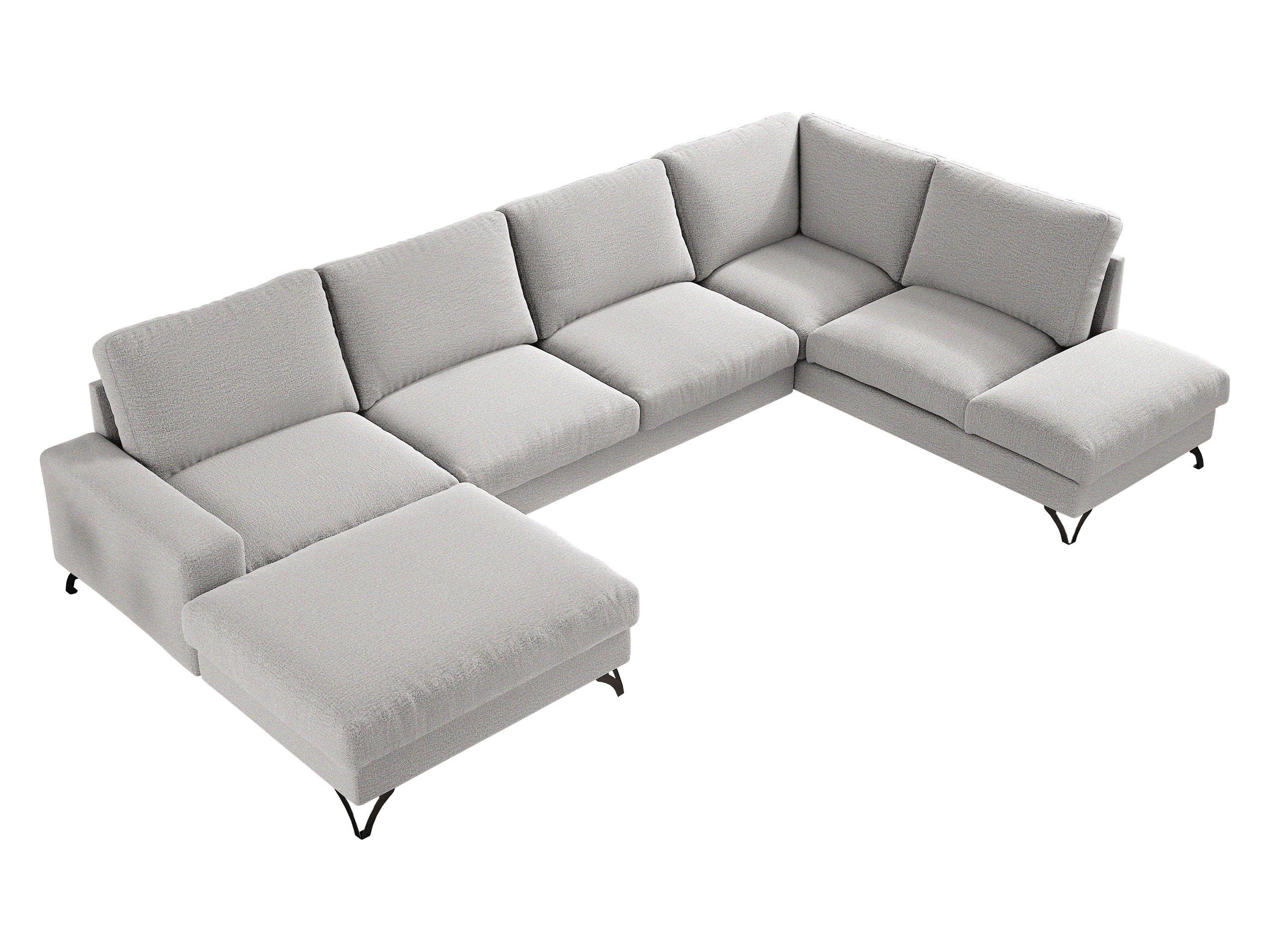 WOHNLANDSCHAFT Flavio U, Seite: Links - L1F+L2F+R3F - Kaschmir/Schwarz, Holz/Textil (367/91/214cm) - MIRJAN24