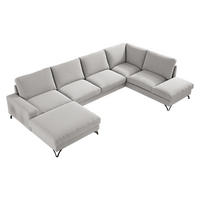 WOHNLANDSCHAFT Flavio U, Seite: Links - L1F+L2F+R3F - Kaschmir/Schwarz, Holz/Textil (367/91/214cm) - MIRJAN24