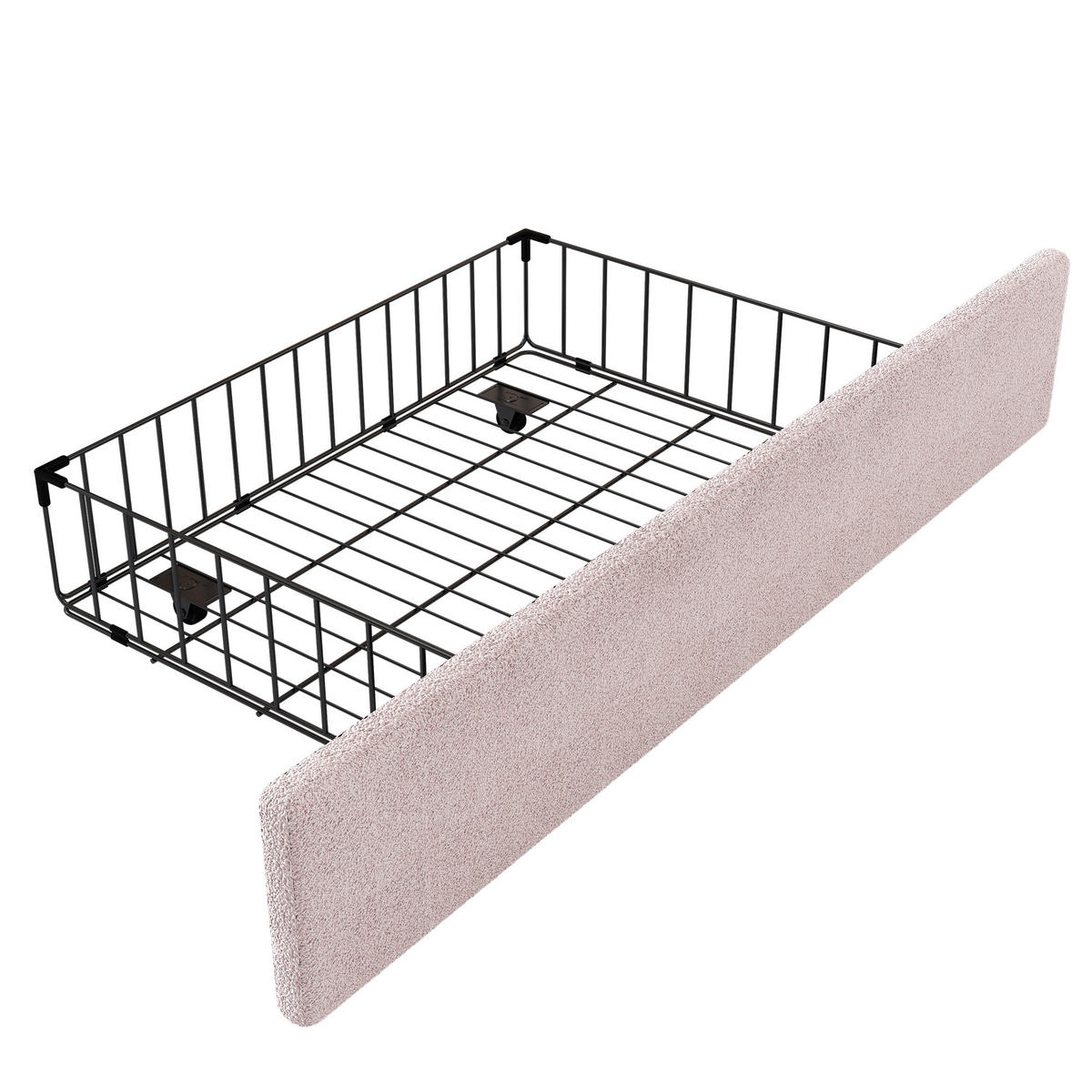 KINDEREINZELBETTEN aus Plüsch 90x200 cm in Rosa mit 2 Schubladen - Rosa, Textil (90/200cm) - Modfu