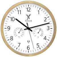 WANDUHR Holz Designer MEERSBURG (FUNK) Wand Uhr, beige, weiß - Beige/Schwarz, Glas/Holz (30/30/4.2cm) - Holzwerk