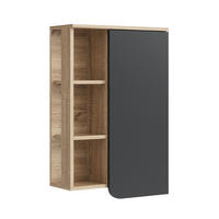 BADSCHRANK Karen Anthrazit 50 x 75 cm mit Tür und offenen Fächern - Anthrazit, Holzwerkstoff (50/75/20cm) - Vicco