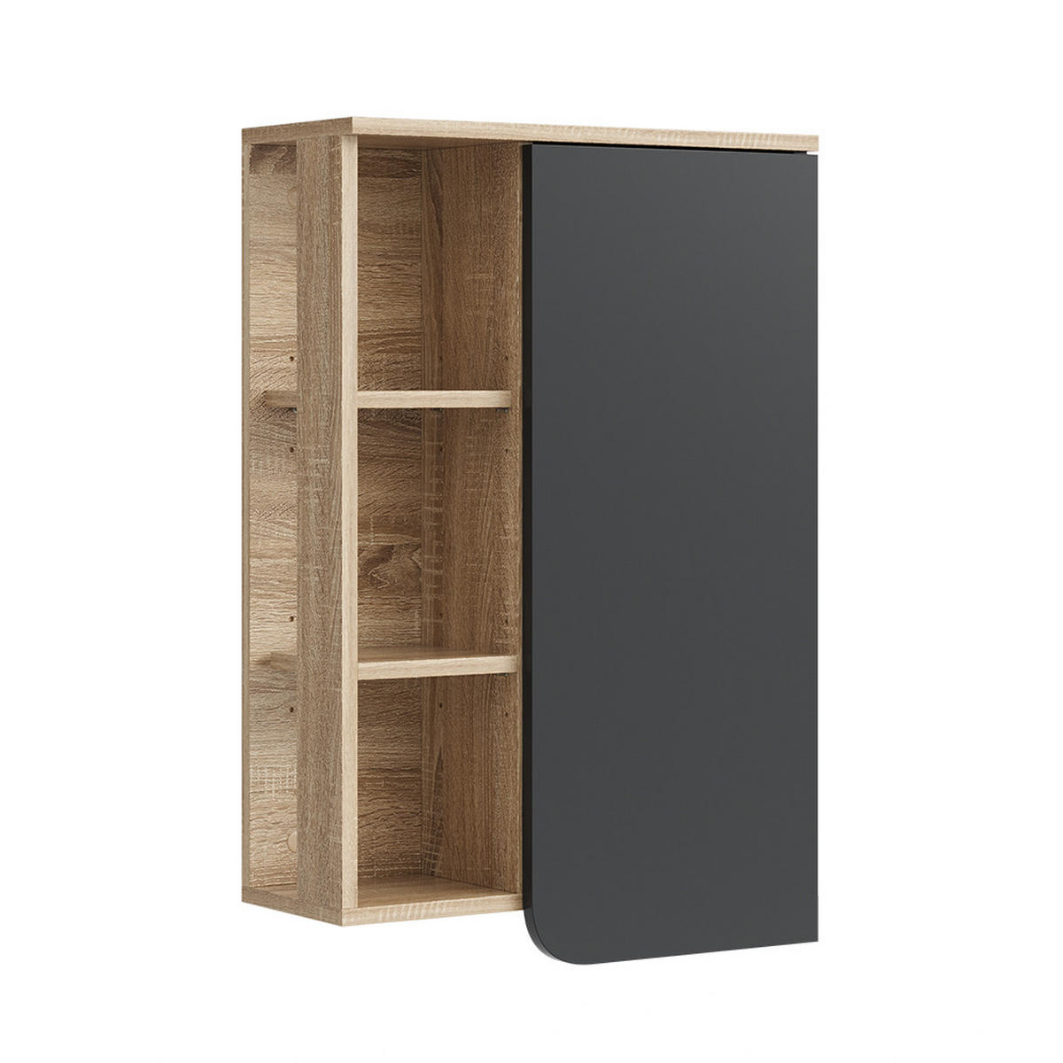 BADSCHRANK Karen Anthrazit 50 x 75 cm mit Tür und offenen Fächern - Anthrazit, Holzwerkstoff (50/75/20cm) - Vicco