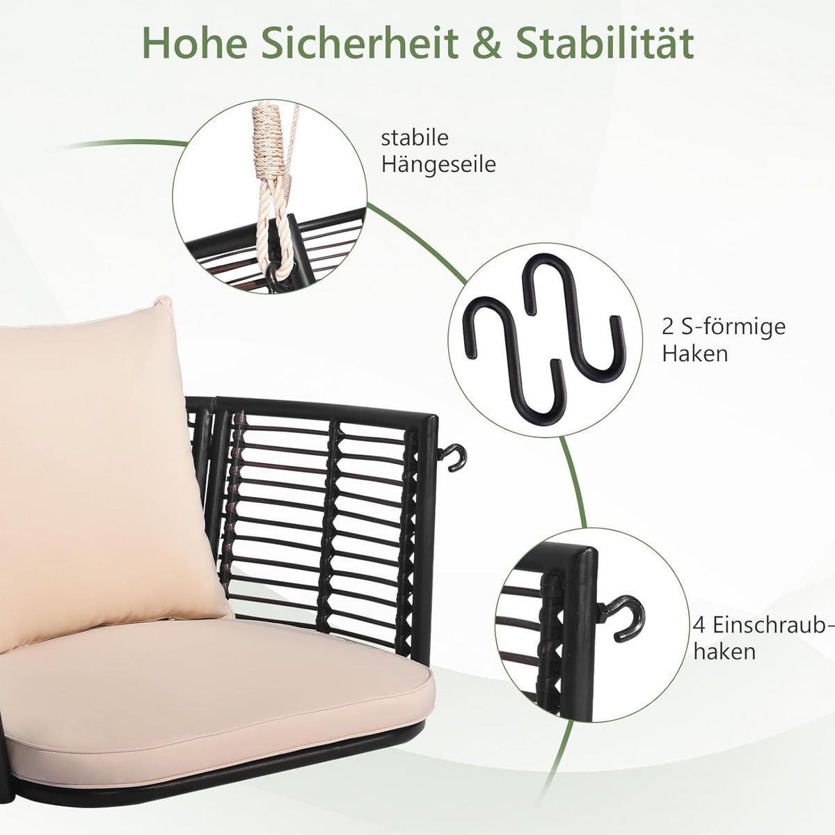 HÄNGESESSEL Beige - Beige, Metall (77/38/62cm) - COSTWAY