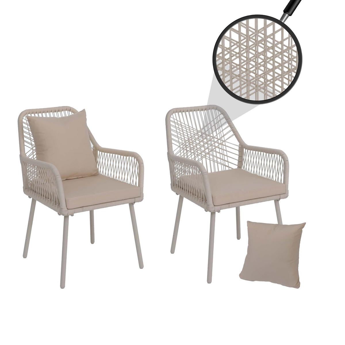 GARTENSTUHL 2er-Set 81x54x62cm Creme - Creme, Metall (54/81/62cm) - PROREGAL