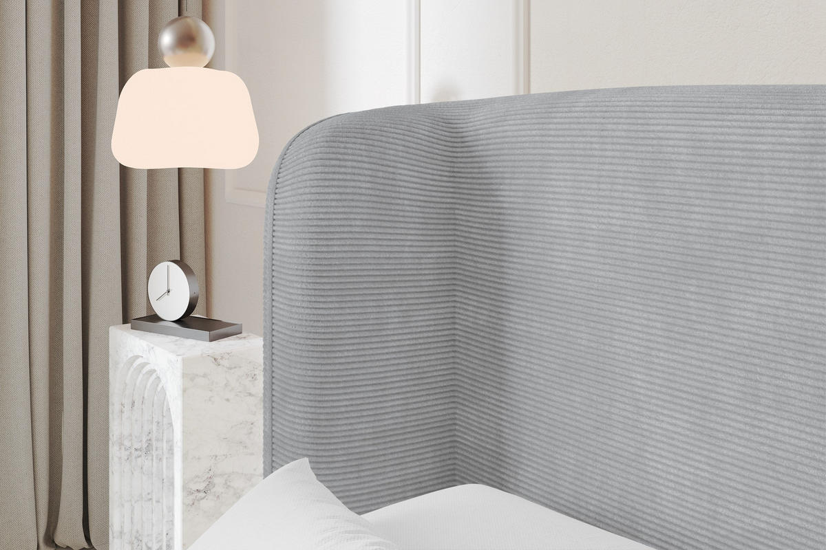POLSTERBETT mit Bettkasten und Lattenrost, Boxbett ohne Matratze - ESTI 160x200 Grau - Alufarben, Holzwerkstoff/Textil (160/200cm) - ALTDECOR