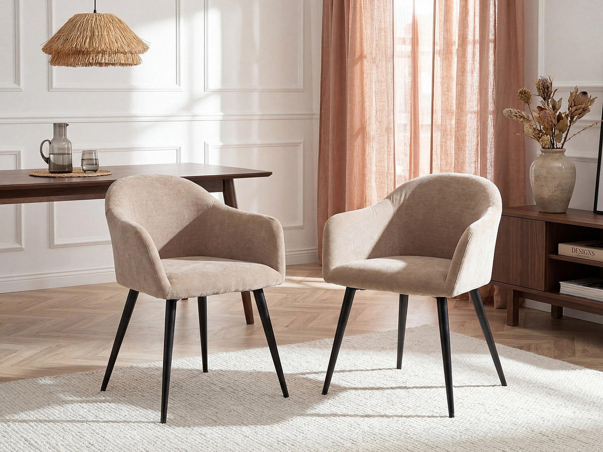 STUHL - 57.5 cm x 54 cm - Stoff - Beige - BIBO - Beige, Textil (57.5/73/54cm) - Vente-Unique