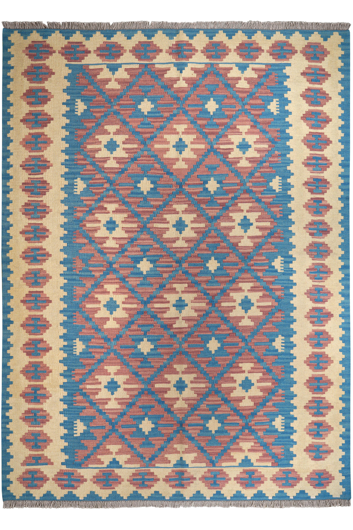 HANDWEBTEPPICH Gashgai Kelim Blau, Pink 235/172 cm Schurwolle - Blau, Textil (172/235cm) - Looma