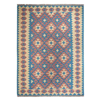 HANDWEBTEPPICH Gashgai Kelim Blau, Pink 235/172 cm Schurwolle - Blau, Textil (172/235cm) - Looma