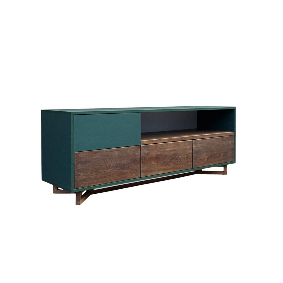 TV-SCHRANK aus Massivholz und Holzwerkstoffplatte für das Wohnzimmer NORD - Eichefarben, Holz (160/60/45cm) - Rawood Furniture