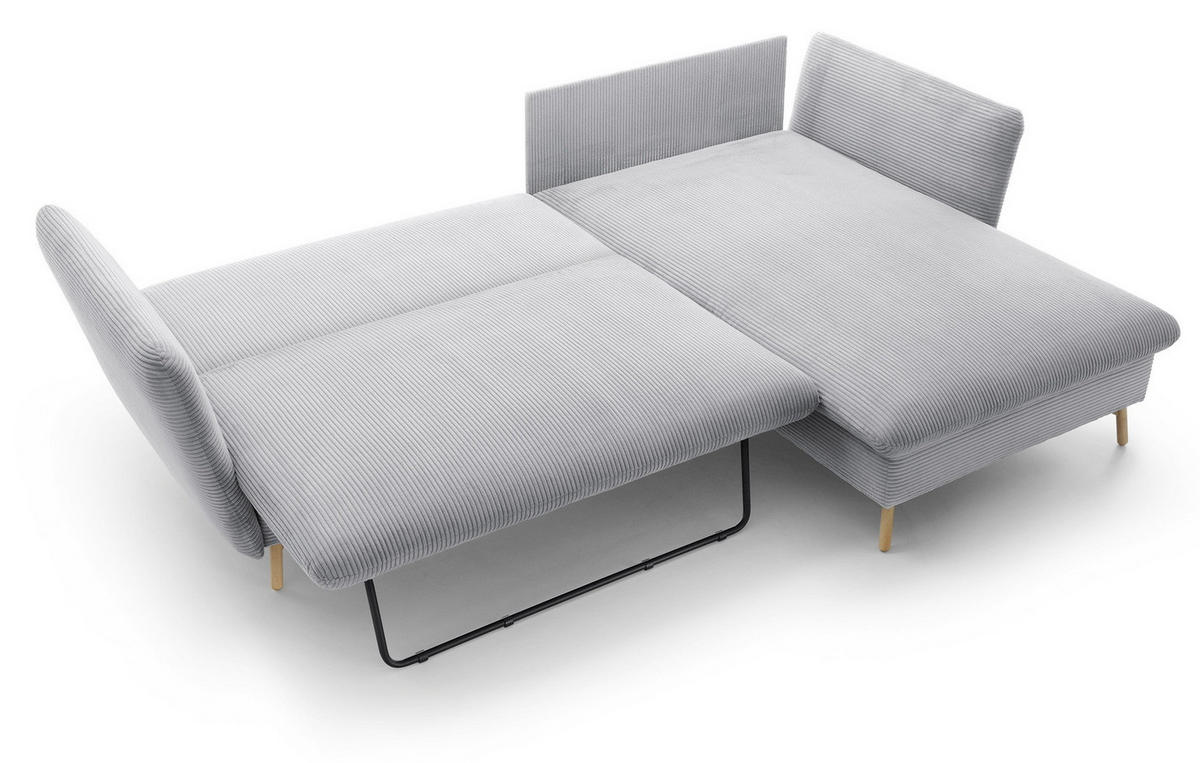 ECKSOFA Savona L-Form 260 cm, Cordstoff, Rechts, Hellgrau - Hellgrau, Holz (167/258cm) - Emporius