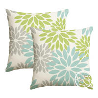 KISSENBEZUG 2er Set 45 x 45 cm Grün Blumenmuster Wasserdicht - Multicolor, Textil (45/45cm)