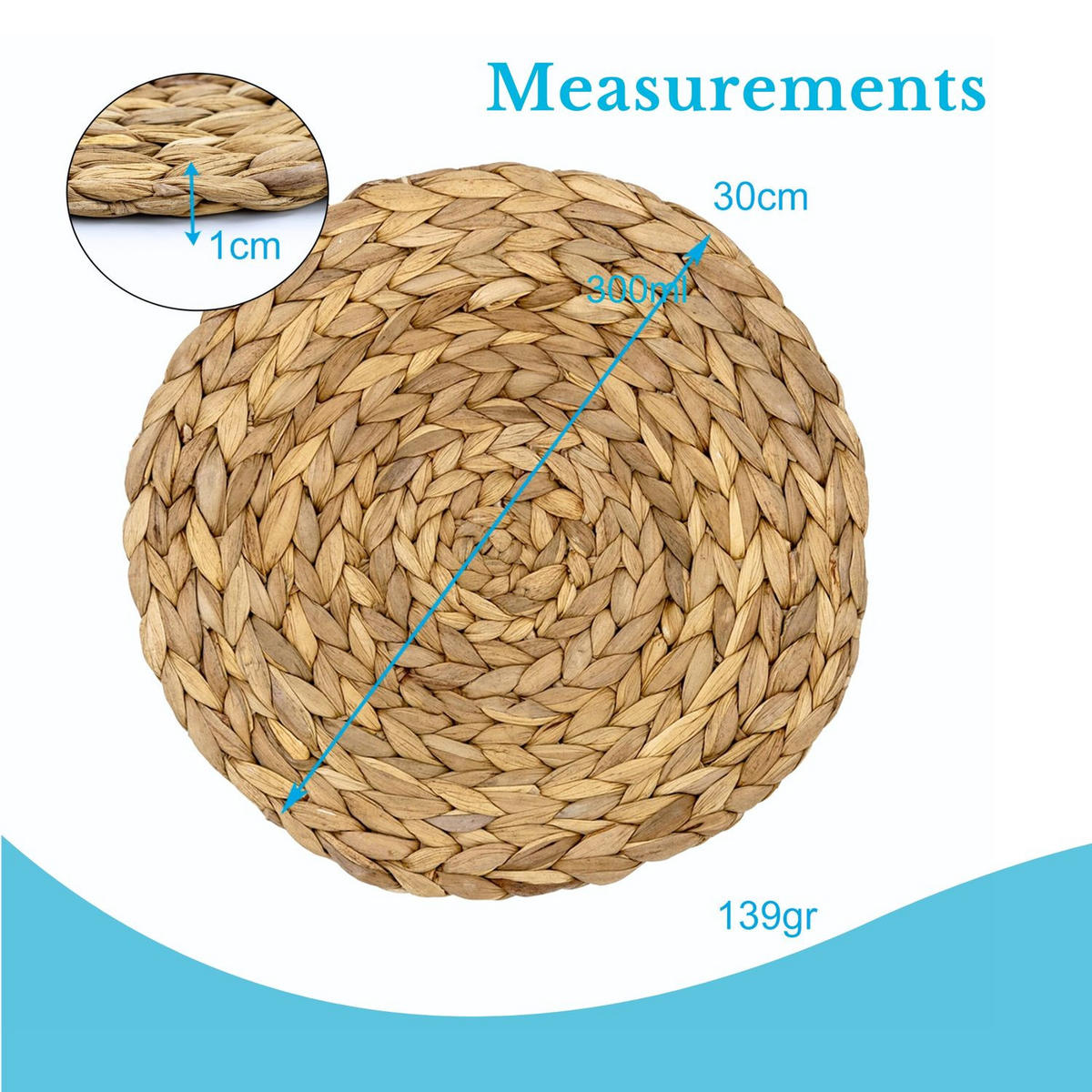 PLATZSET Untersetzer 30 cm - Naturfarben, Naturmaterialen (30/30/13cm) - Intirilife