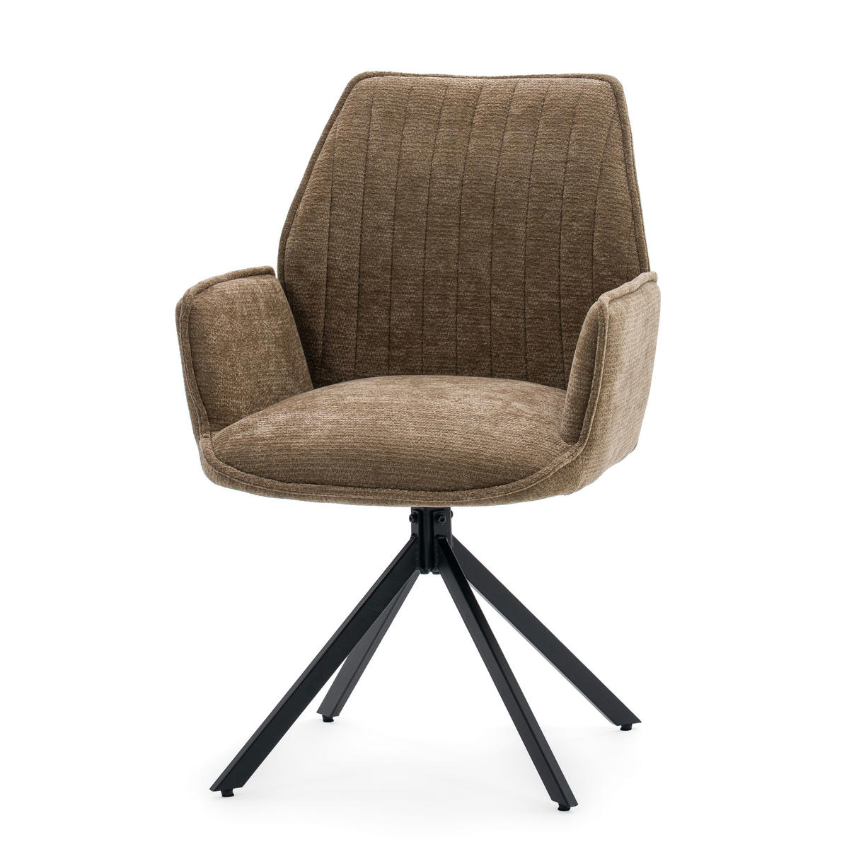 STUHL MERANO drehbar gepolsterter mit Steppung - braun - Chenille - Schwarz/Braun, Textil/Metall (58/90/61cm) - NEW HOME