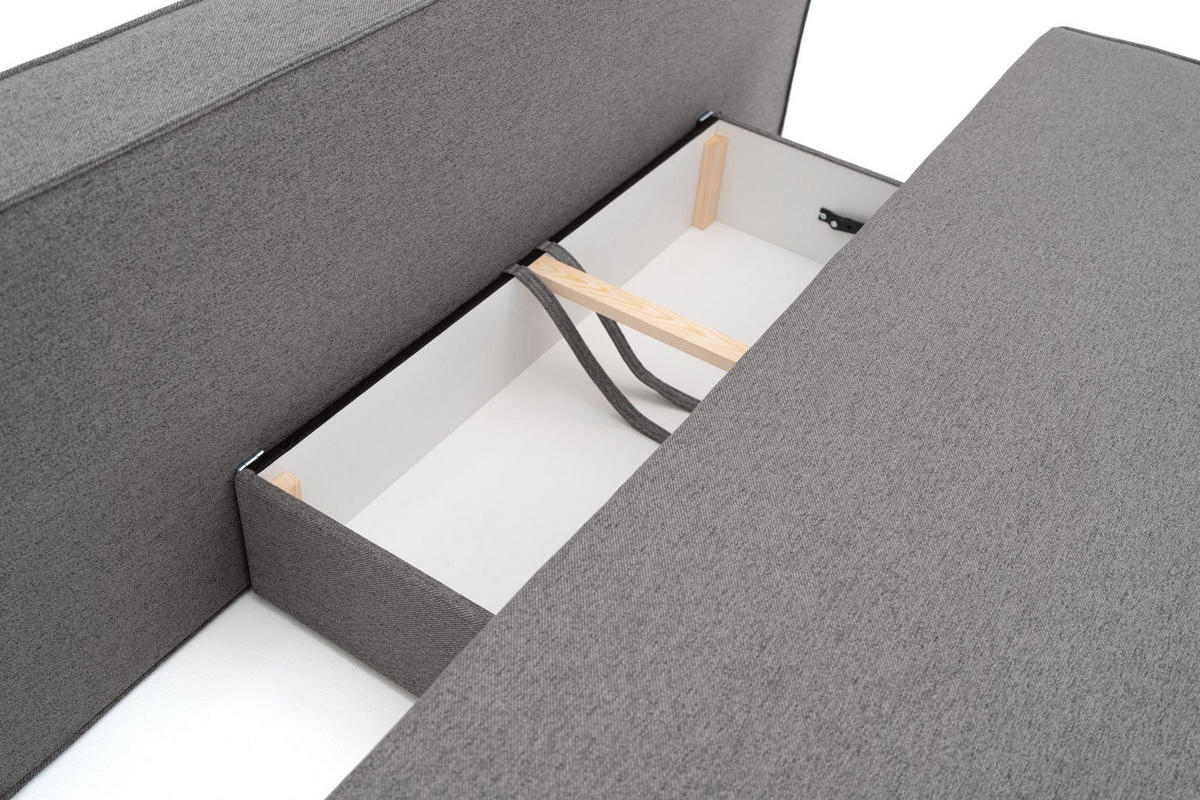 SCHLAFSOFA Mit Bettkasten NOMI, Stoff Faro, Dunkelgrau - Dunkelgrau, Holz (200/82/100cm) - Kaiser Möbel