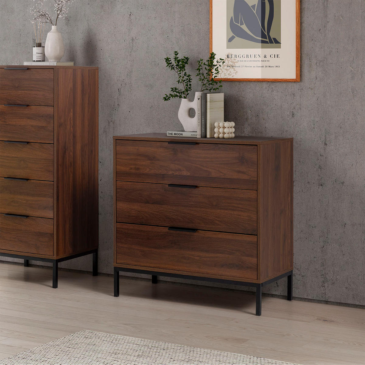 KOMMODE 80/80/40 Auri Walnussfarbe - Walnussfarben, Holzwerkstoff (80/80/40cm) - VS Venta-stock