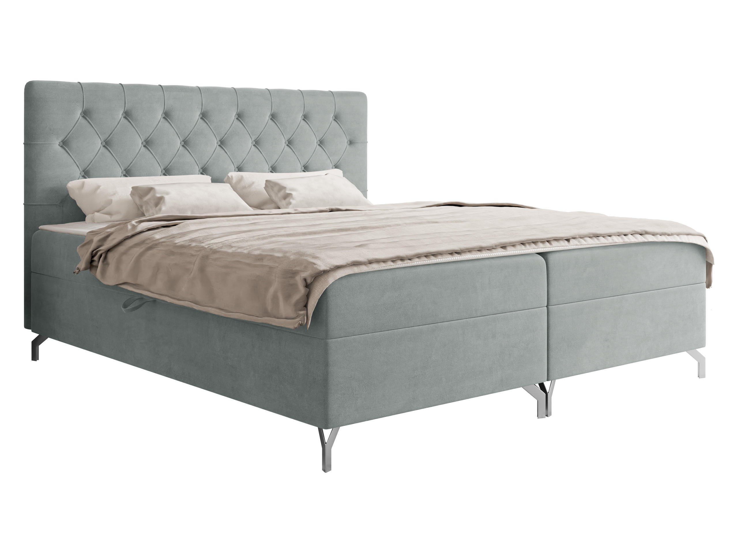 BOXBETT Guilette - H3 - Silberfarben/Hellgrau, Holz/Holzwerkstoff (160/200cm) - MIRJAN24