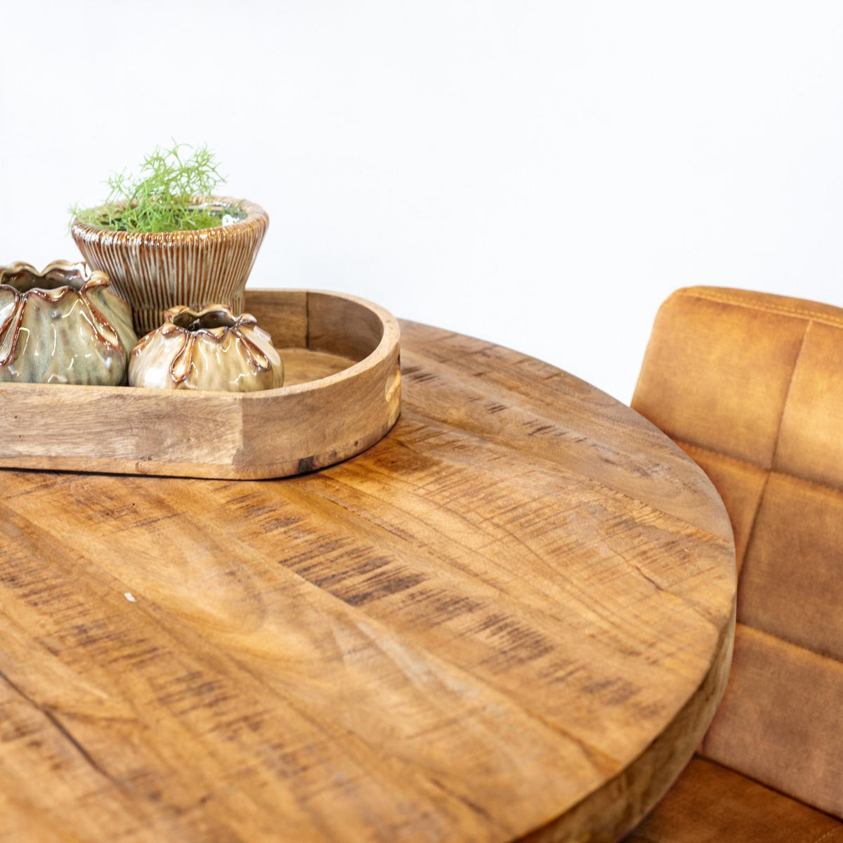 ESSTISCH rund aus mangoholz 130cm, natürlich - Braun, Holz (130/130/78cm) - Giga Meubel