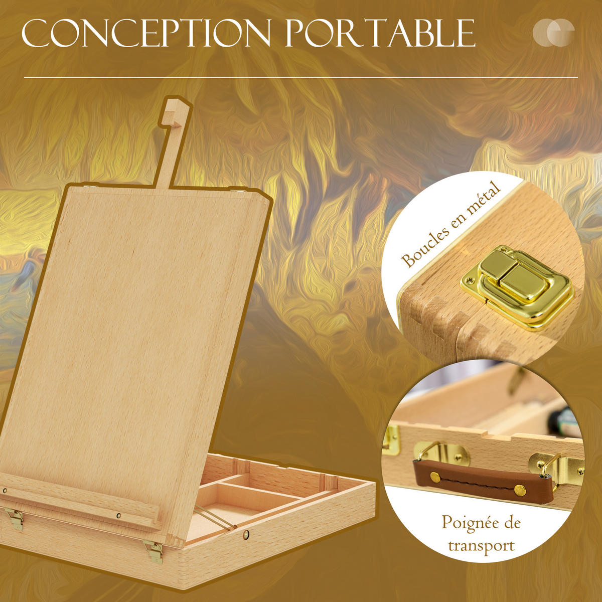 TISCH-STAFFELEI DE-16728 für Leinwände bis 61 cm, klappbar Naturholz - Naturfarben, Holzwerkstoff (41.5/74.5/27cm) - ComfortXL