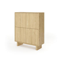 KOMMODE Buna Eiche, viertürige Highboard - Eichefarben, Holzwerkstoff (104/124/38cm) - Bettso