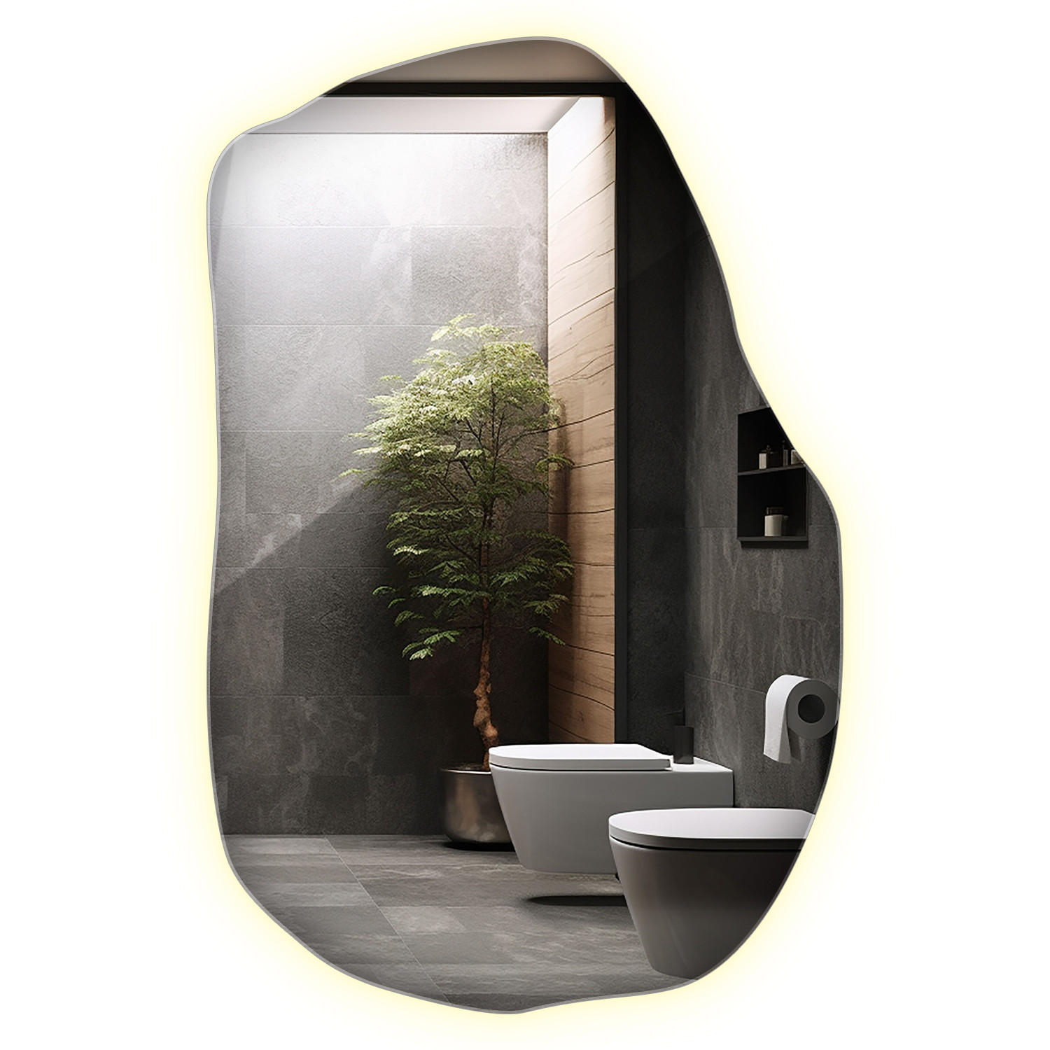 LED-SPIEGEL 70x45,5 cm Asymmetrisch Neutralweiß 4000K - Transparent, Glas (45.4/70/0.4cm) - Wallfluent