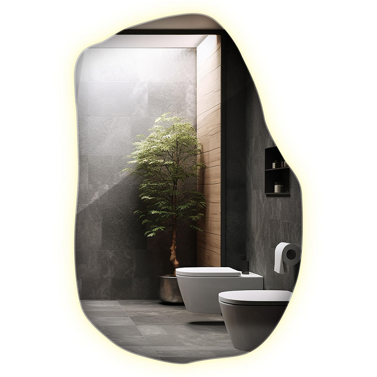 LED-SPIEGEL 70x45,5 cm Asymmetrisch Neutralweiß 4000K - Transparent, Glas (45.4/70/0.4cm) - Wallfluent