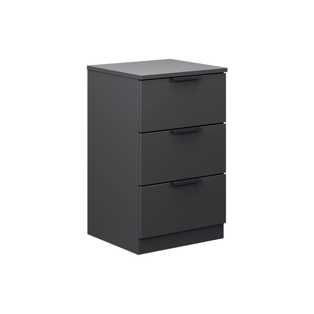 NACHTTISCH Fino Schwarz 37.6 x 61.8 cm mit 3 Schubladen - Schwarz, Holzwerkstoff (37.6/61.8/35cm) - Vicco