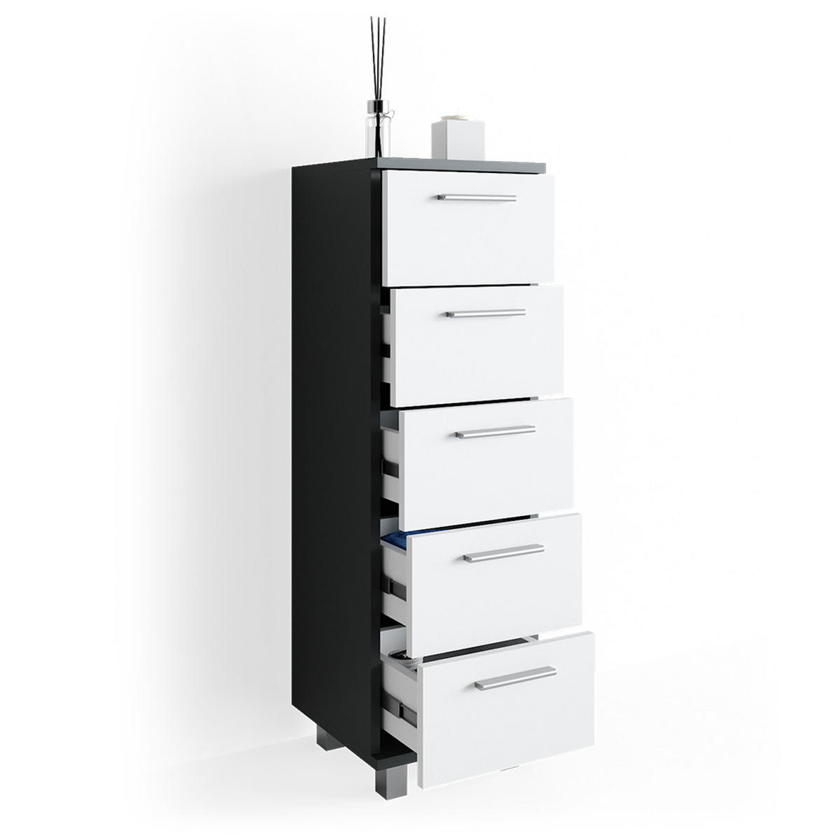 BADSCHRANK Ilias Anthrazit 30 x 95 cm - Anthrazit/Weiß, Holzwerkstoff (30/95/30cm) - Vicco