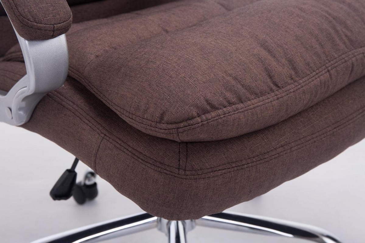 CHEFSESSEL Stoff braun - Chromfarben/Braun, Textil/Metall (68/116/77cm) - CLP