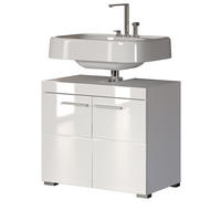 WASCHBECKENUNTERSCHRANK weiß Hochglanz 60 x 56 cm, Badschrank 2-türig - Weiß, Holzwerkstoff/Kunststoff (60/56/34cm) - Top.Furn