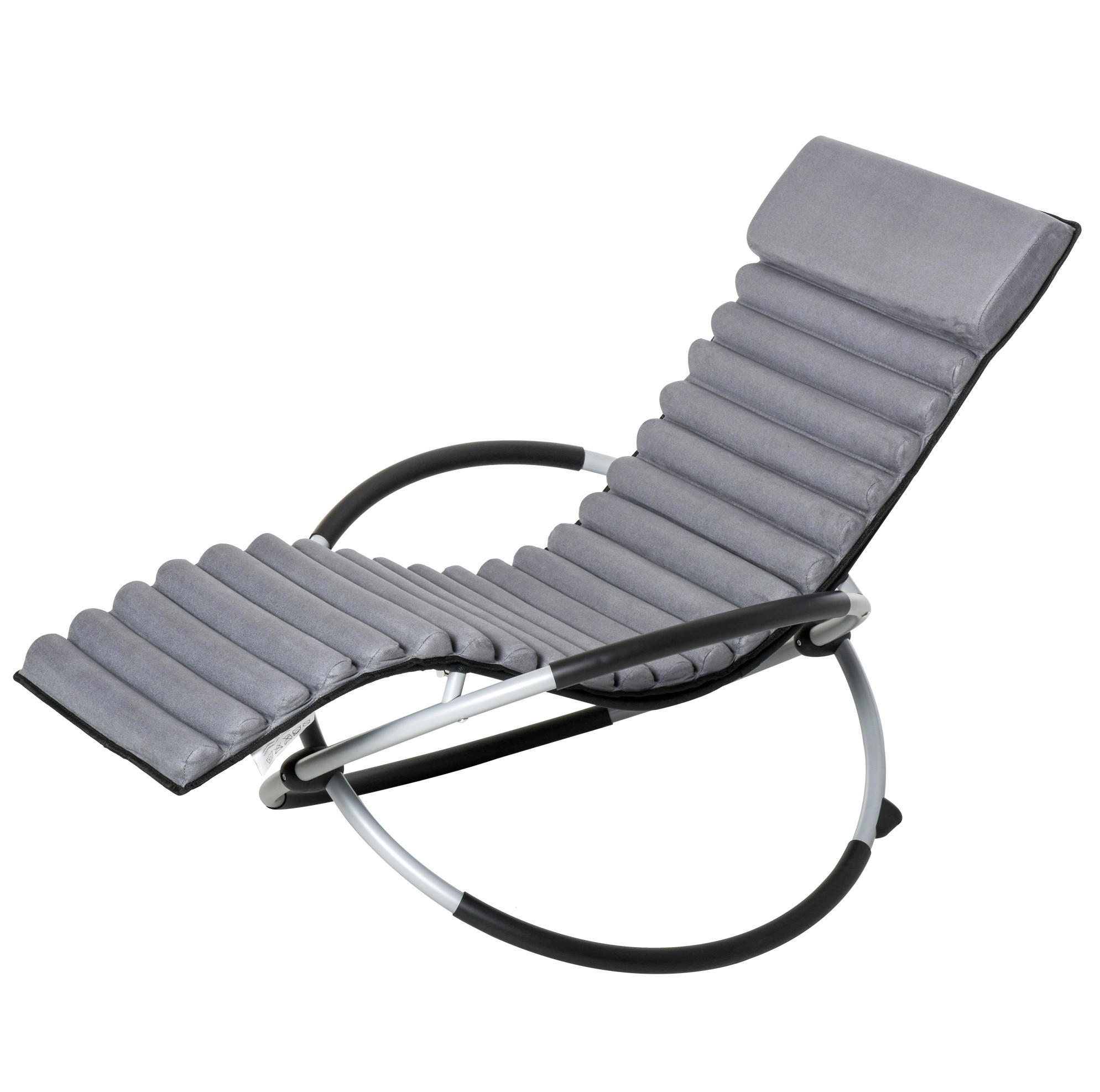 SCHAUKELSTUHL 145/74/86 cm schwarz aus Metall faltbar mit 2-in-1-Kissen - Schwarz, Metall (74/86/145cm) - OKWISH