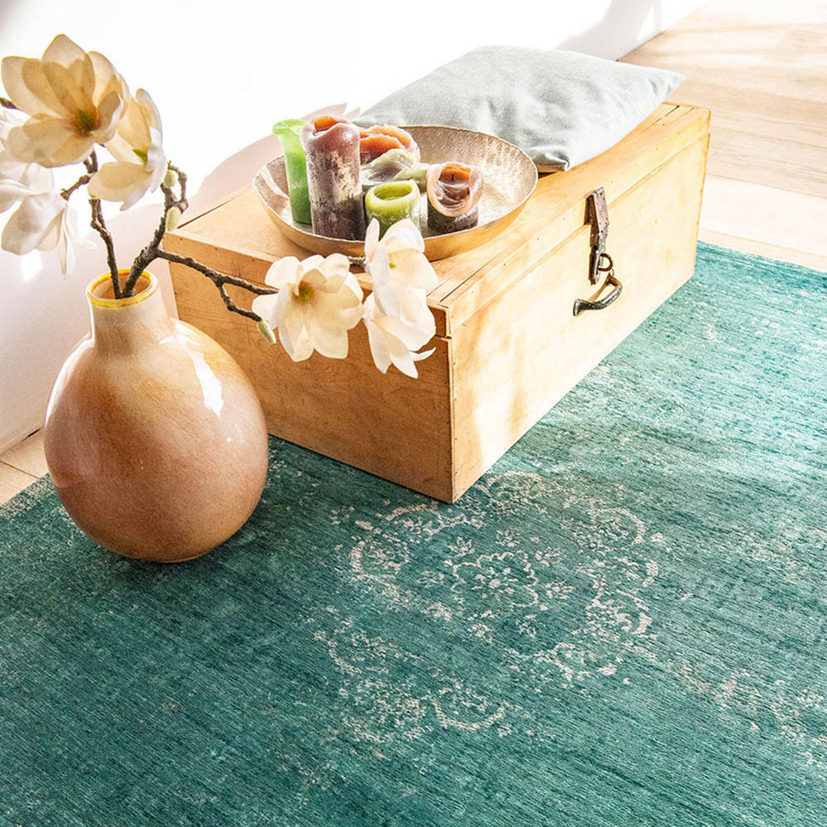 TEPPICH Jade Fading World Medallion 240/340 cm - Grün, Naturmaterialien/Textil (240/340cm) - Louis De Poortere