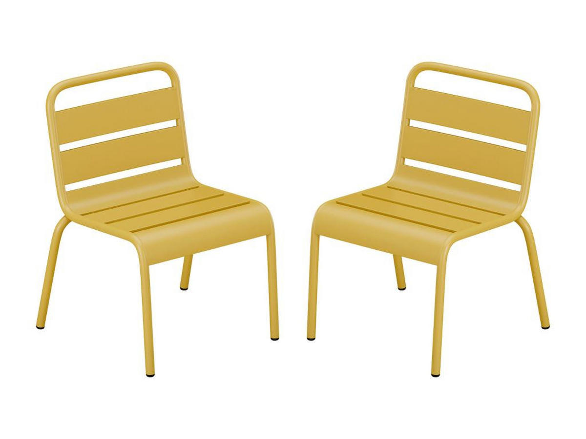 GARTENSTUHL für Kinder stapelbar 2er-Set - Metall - Senfgelb - POPAYAN von MYLIA - Gelb, Metall (39/55.5/43cm) - Vente-Unique