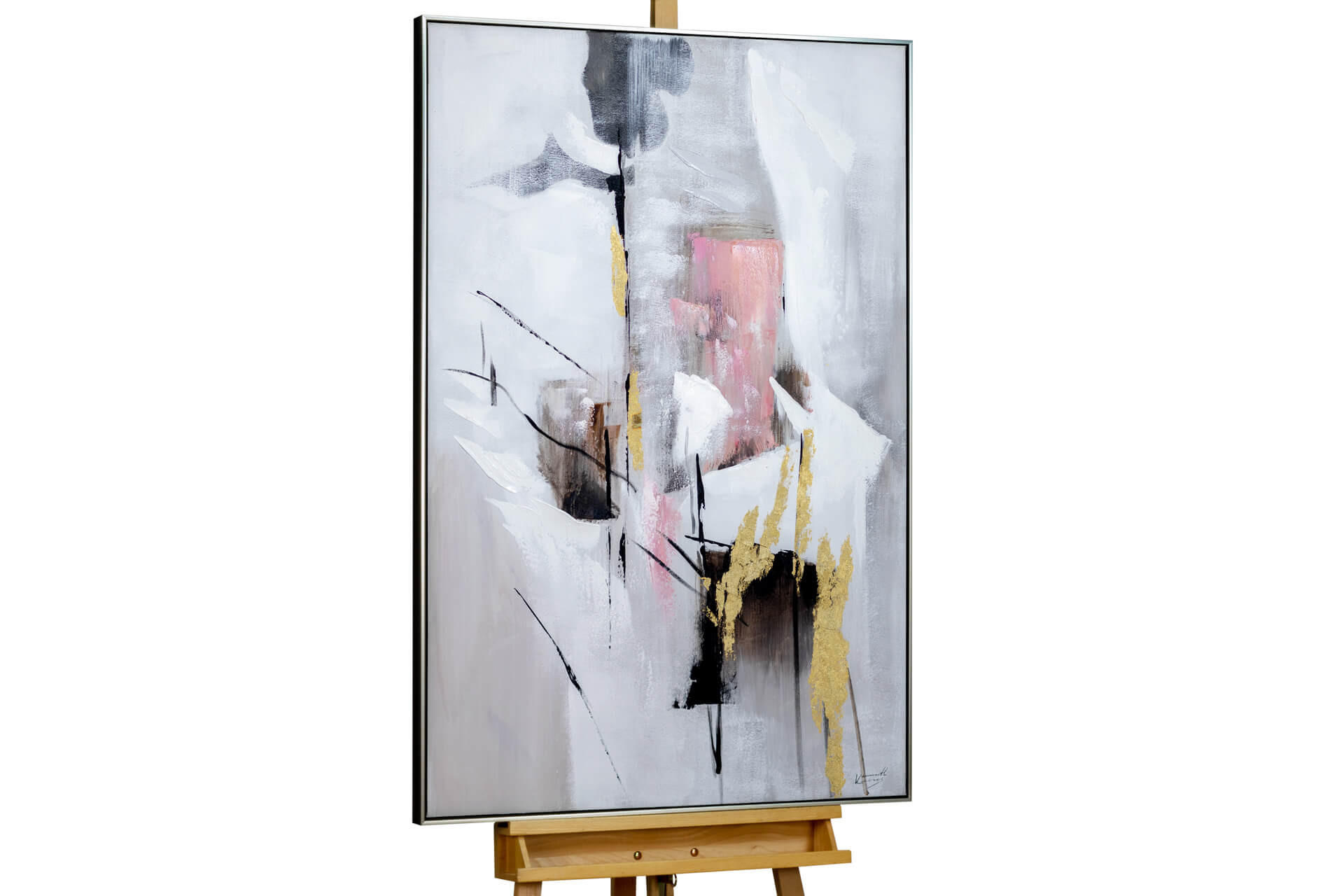 ACRYLBILD HANDGEMALT Weiß 83/123 cm - Weiß, Textil (82.5/122.5cm) - KUNSTLOFT