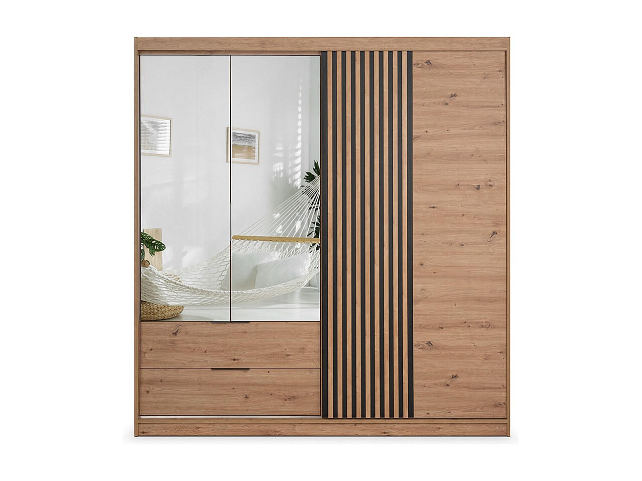 KLEIDERSCHRANK - 203 cm x 60 cm - Holz, Platte - Naturfarben Hell SIDOVIA - Naturfarben, Holz (203/213/60cm) - Vente-Unique