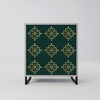 SIDEBOARD ROYAL MEDALLION, Grau, 57,5x42x67,5 cm, Schwarze Metall-Rahmenfüße - Multicolor/Schwarz, Holzwerkstoff/Metall (57.5/67.5/42cm) - SpaceRebels
