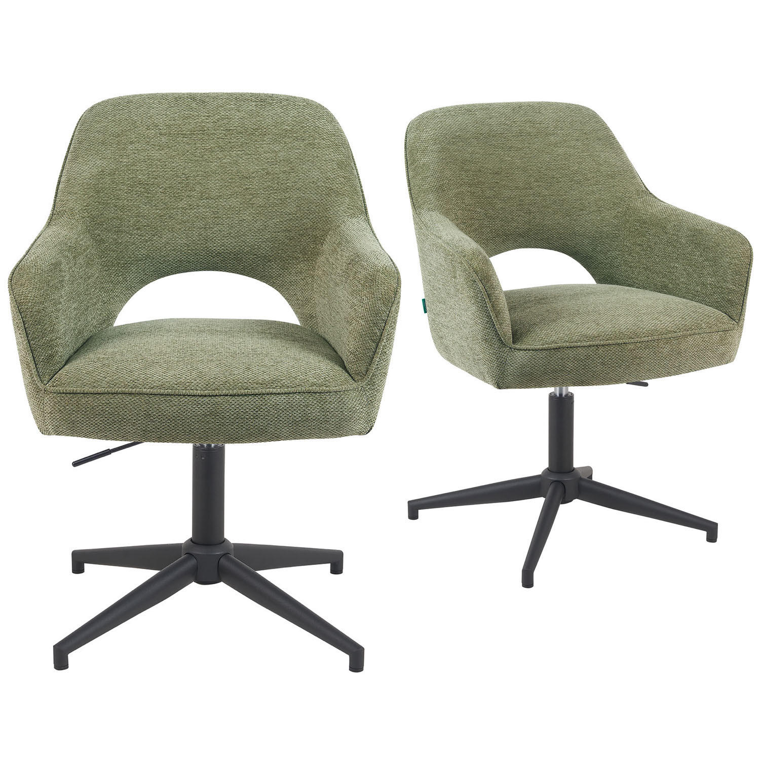 BÜROSTUHL Mika-Bryn - Schwarz/Grün, Textil/Metall (60/84/65cm) - DUBI Möbel