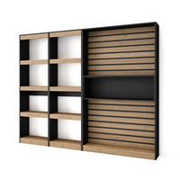 REGAL eiche, schwarz, 230/25/186cm - Eichefarben/Schwarz, Holzwerkstoff (230/186/25cm) - Skraut Home