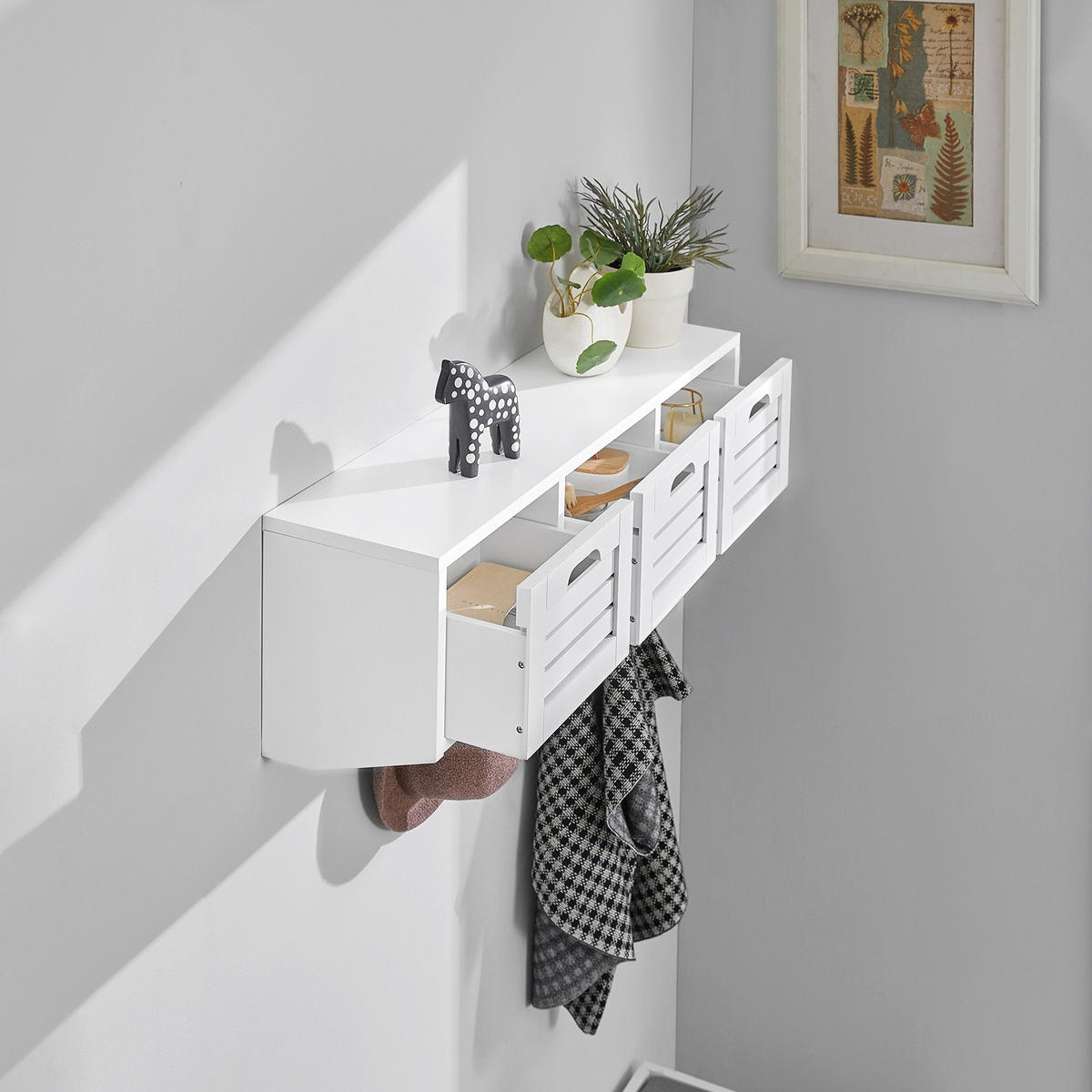 WANDGARDEROBE Weiß - Weiß, Holzwerkstoff (80/25/20cm) - SoBuy