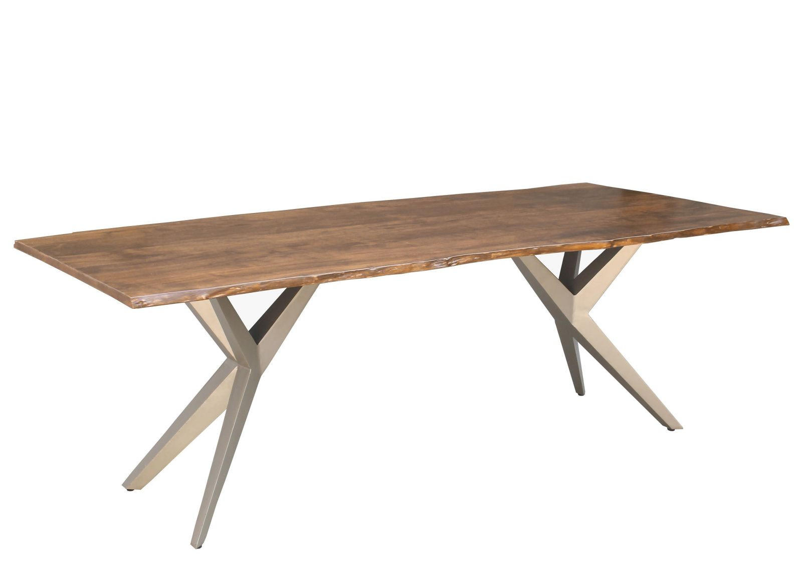 BAUMTISCH Akazie 220x100x76 natur lackiert Beine silber matt FREEFORM 4 #47 - Silberfarben/Naturfarben, Holz (100/220/76cm) - Massivmoebel24