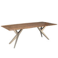 BAUMTISCH Akazie 220x100x76 natur lackiert Beine silber matt FREEFORM 4 #47 - Silberfarben/Naturfarben, Holz (100/220/76cm) - Massivmoebel24