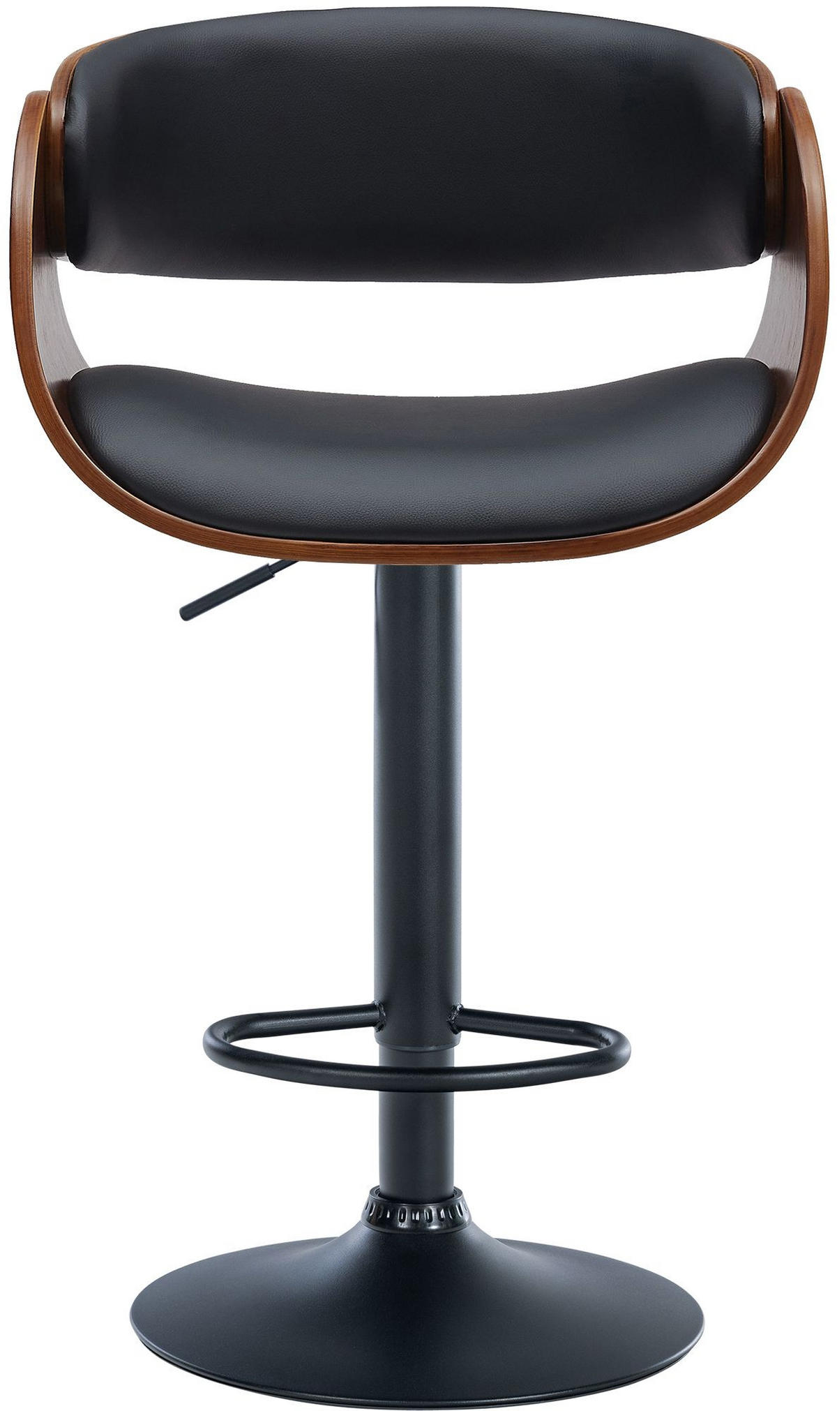 BARHOCKER Lederlook walnuss/schwarz - Schwarz, Textil/Metall (52/87/52cm) - CLP