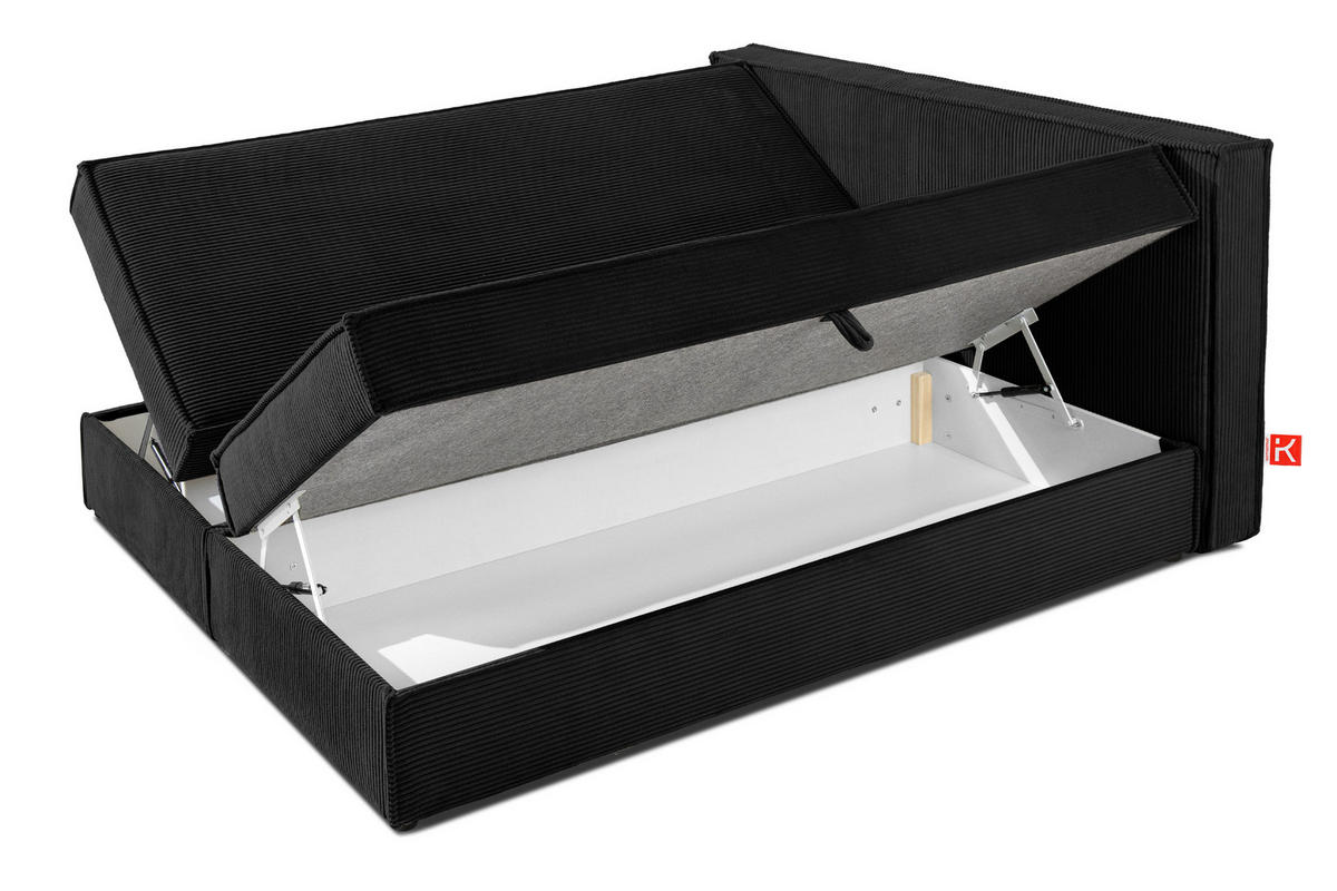 BOXSPRINGBETT ROTI mit Stauraum, schwarz - Schwarz, Holz/Holzwerkstoff (140/200cm) - KONSIMO®